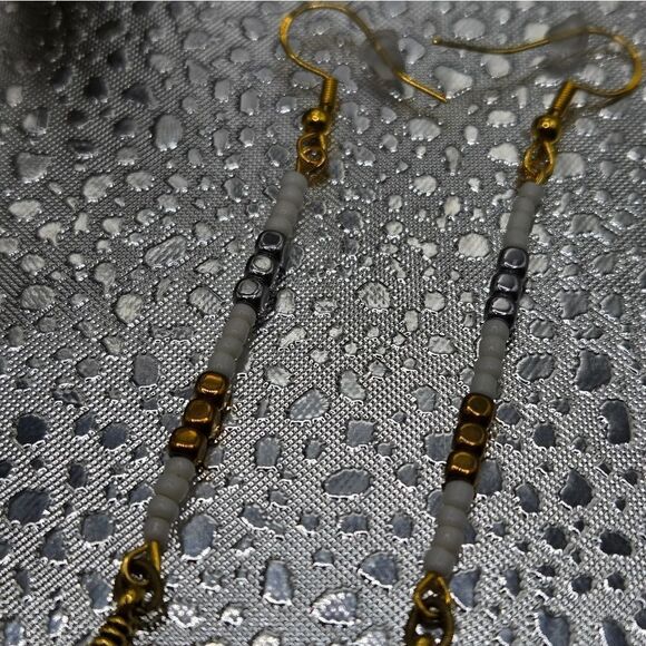"5/$25" Artisan Seed Bead Mixed Metal Long Dangle Earrings 925 Ear Wires - Picture 5 of 8